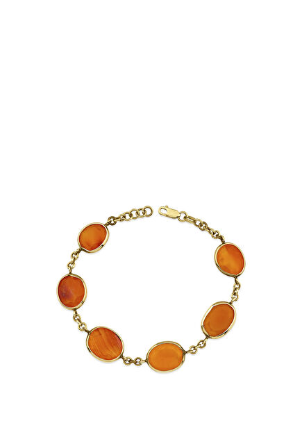 Kalsedon Sıvama 14 Ayar Altın Kadın Bileklik