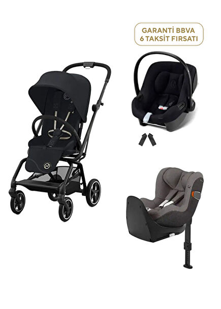 Eezy S 360 Twist+2 Black + Aton B2  Black + Adaptör+Sirona Zi Bebek Arabası Set