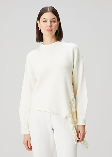 Ecru Tassel Detailed Sweater