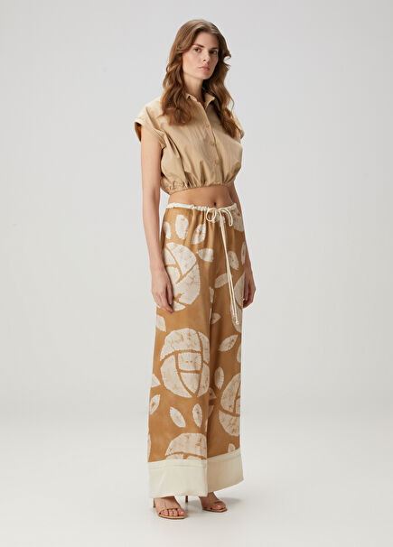 Tiani Beige Patterned Trousers
