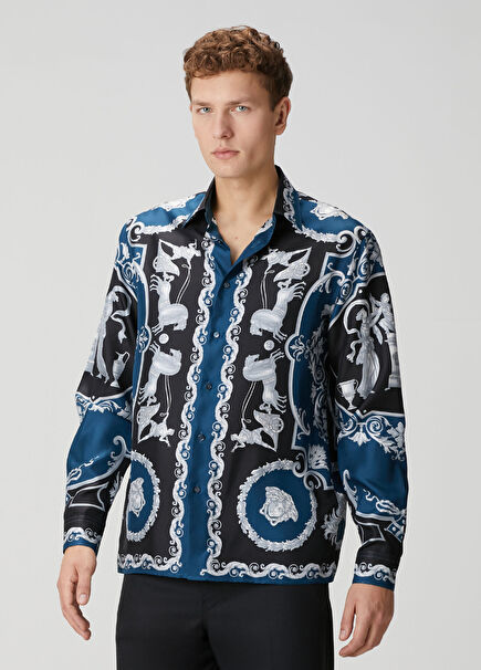 Mythic Baroque Turkuaz Twill İpek Gömlek