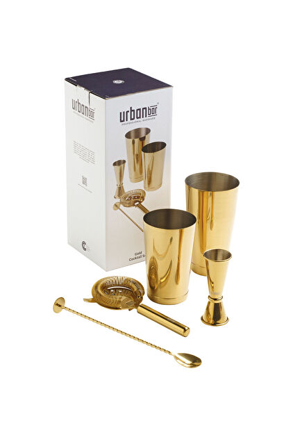 Gold Plated Steel 5 Piece Cocktail Set
