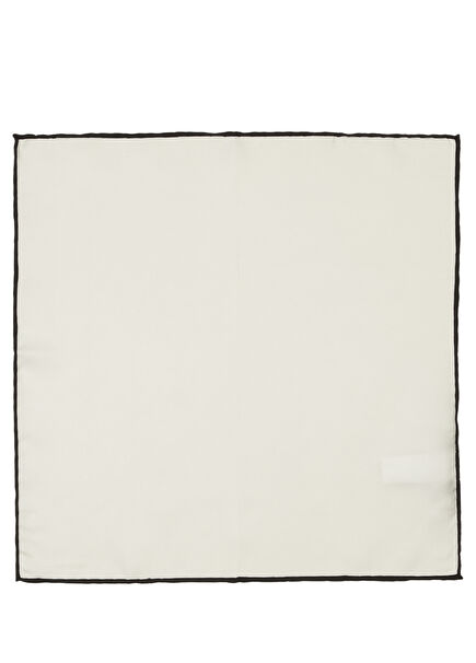 White Black Silk Pocket Square