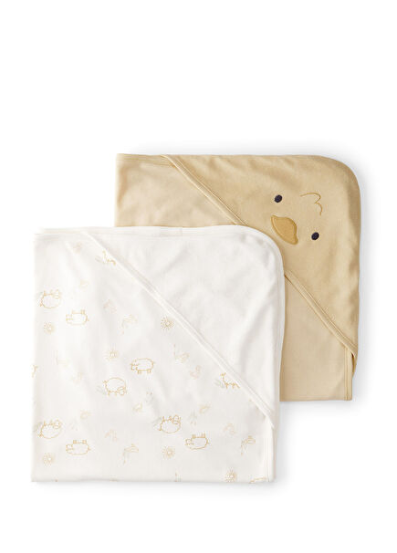 Yellow Printed Cotton Unisex Baby Towel