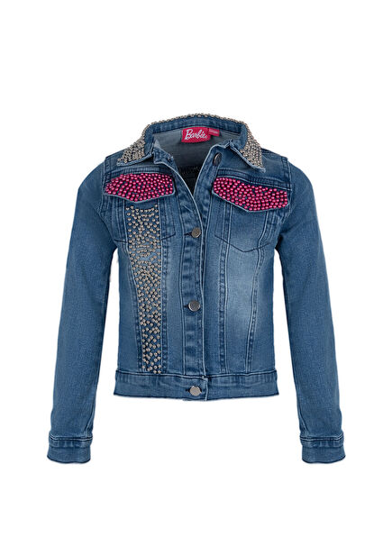 Barbie Blue Stone and Sequin Detailed Girls' Denim Jacket