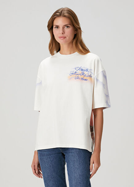 Beyaz Logo Baskılı T-shirt