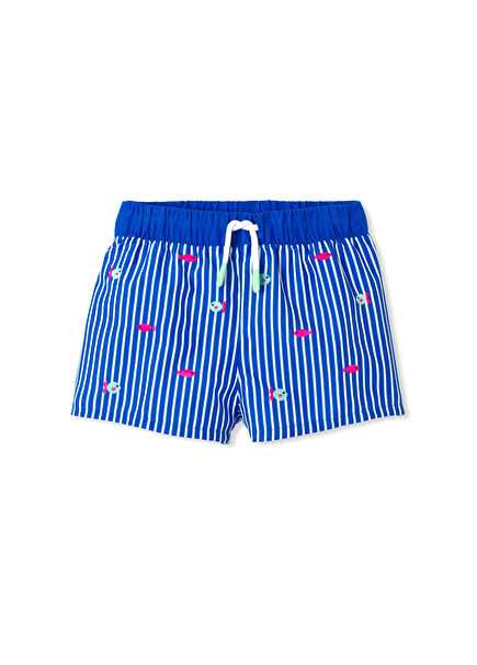 Blue and White Striped Baby Boy Swim Shorts
