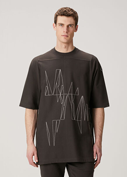 Kahverengi Dekoratif Dikişli T-shirt