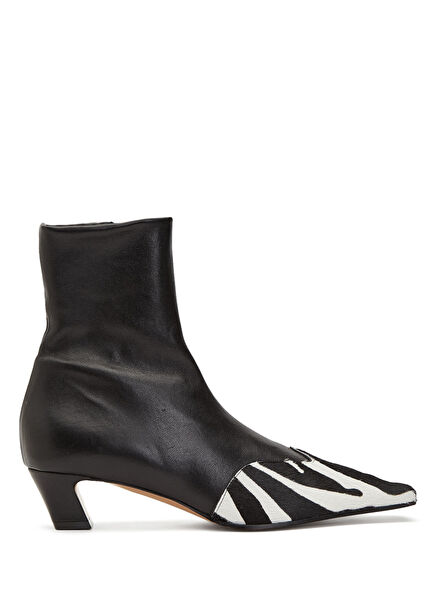 Nevada Siyah Beyaz Kadın Deri Bot