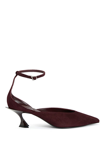 Koyu Bordo Deri Topuklu Ayakkabı