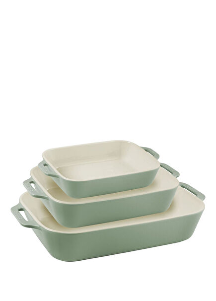 Eucalyptus Green Ceramic 3-Piece Baking Dish Set