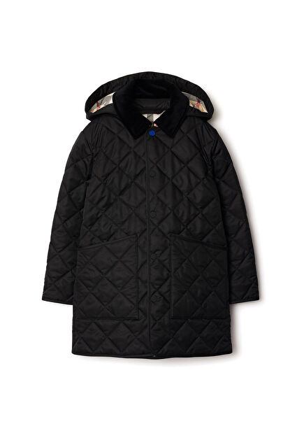 Rowan Quilted Siyah Kapüşonlu Unisex Çocuk Mont