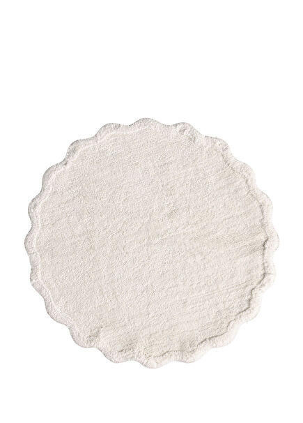 Scallop Ecru Bamboo Round Bath Mat 90 x 90 cm