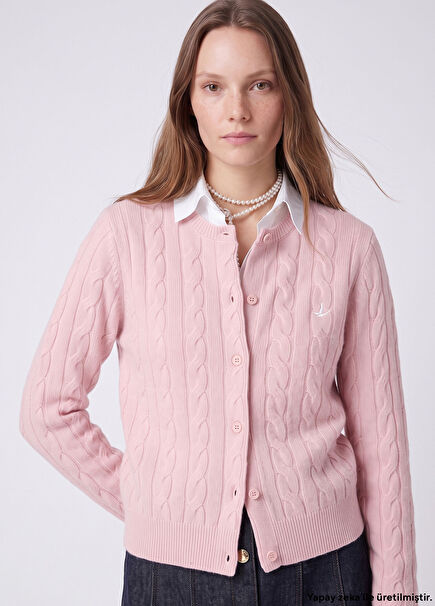 Pink Cable Knit Cardigan
