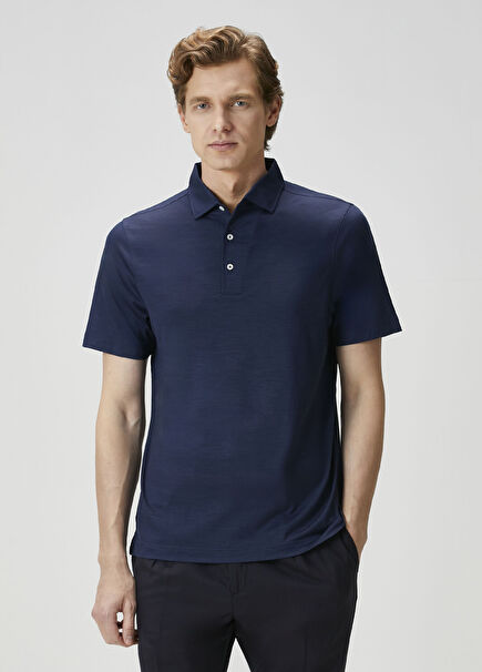 Koyu Mavi Yün Polo T-shirt
