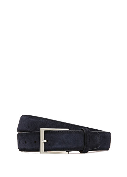 Navy Blue Mens Leather Belt