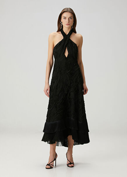 Ambrosio Black Midi Evening Dress