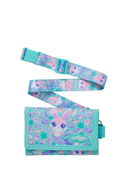Curious Tavşan Desenli Mint Kız Çocuk Askılı Cüzdan