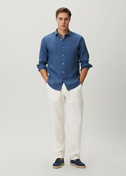 Comfortable Fit Edan Beyaz Keten Jogger Pantolon