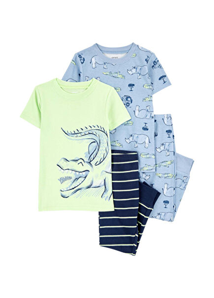 Kısa Kollu Erkek Çocuk Pijama 4'lü Set 