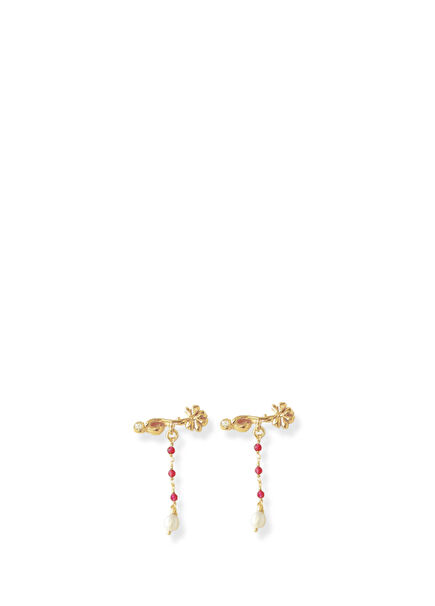 Floral Symphony Bronze with Gold Plating Pearl Earrings