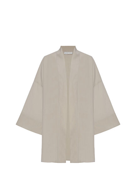 The Elegant Krem Rengi Kadın Kısa Kimono