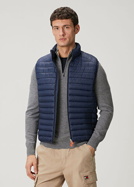 Man Navy Blue Puff Vest