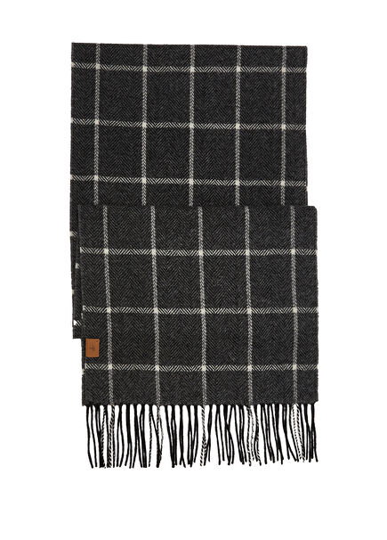 Gri Erkek Yün Kaşmir Karışımlı Atkı