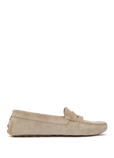 Beige Tape Detail Women's Suede Driver