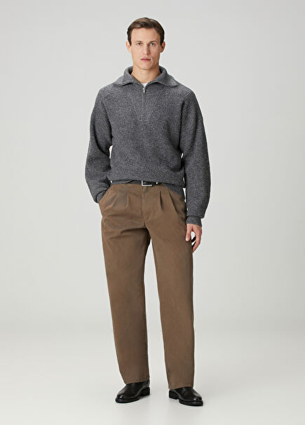 Kostin Kahverengi Pileli Pantolon