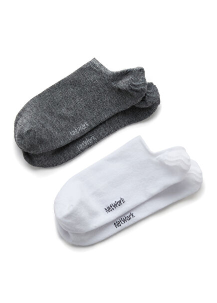 Grey White 2Pcs Bamboo Men's Socks Set