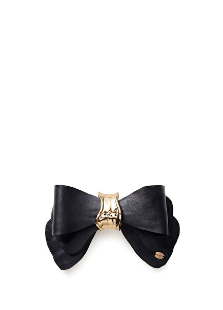 Parissianne Bow Siyah Deri Metal Kadın Saç Aksesuarı