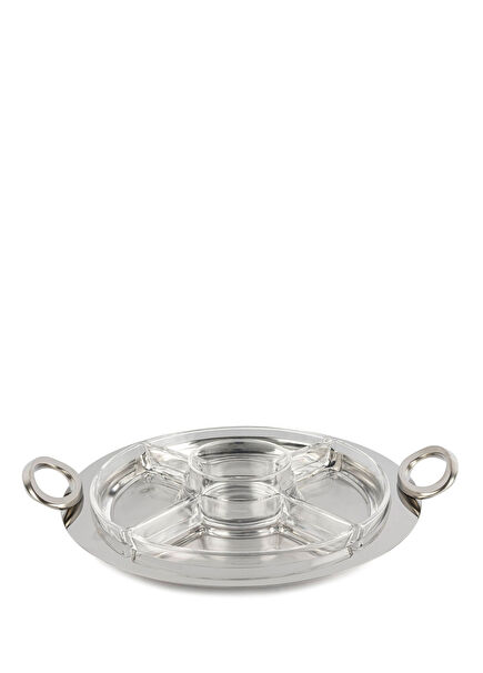 Renaissance Silver Color Steel Glass Partition Breakfast Set Without Lid