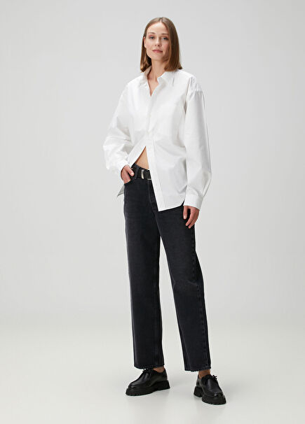 V Waist Baggy Black Jeans