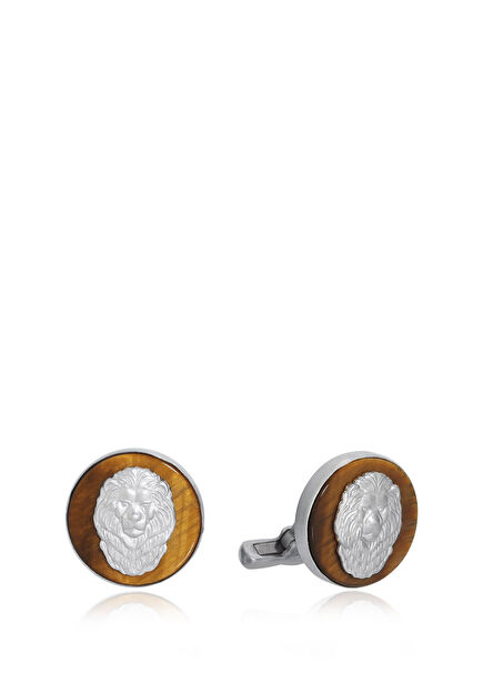 Leo 925 Ayar Gümüş Kaplangözü Erkek Kol Düğmesi