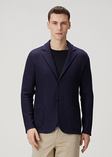 Navy Blue Knit Jacket