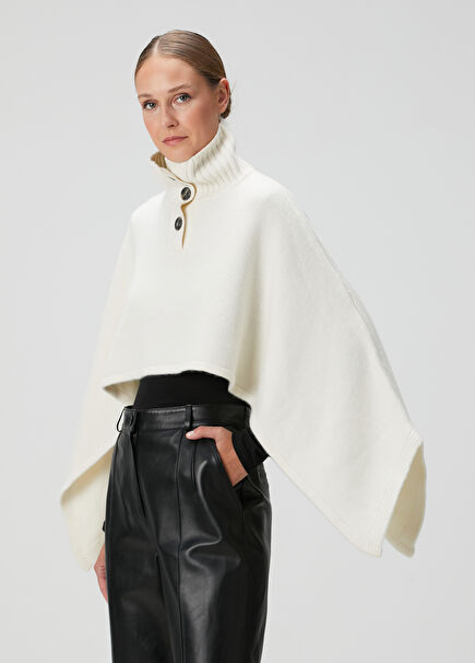 Beyaz Kaşmir Pelerin