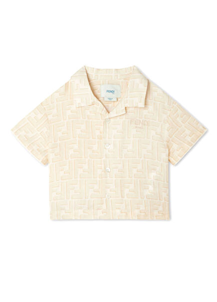 Bej Unisex Bebek Keten Gömlek