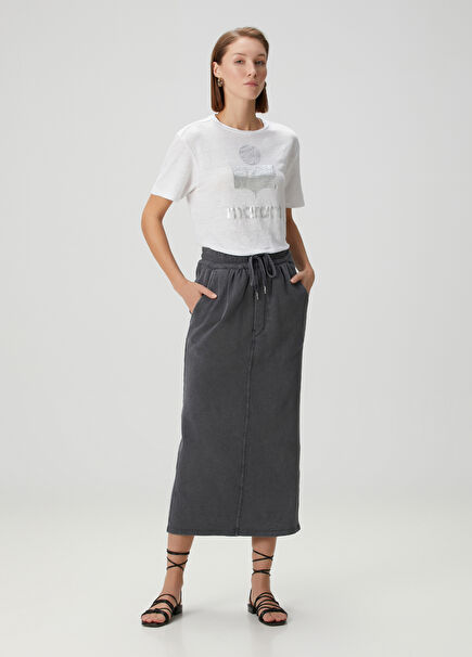 Noreen Grey Midi Skirt