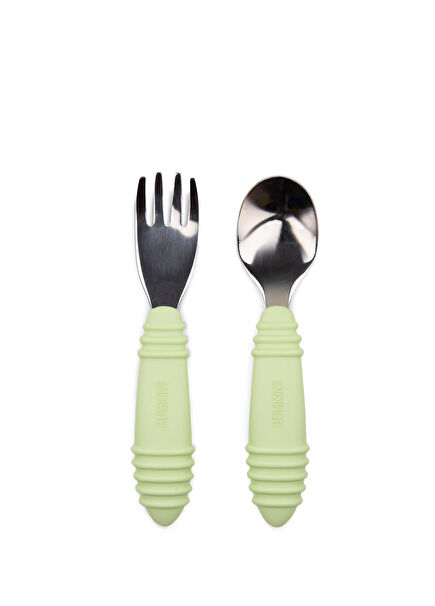 Yeşil Paslanmaz Çelik Çocuk Çatal Kaşık Seti