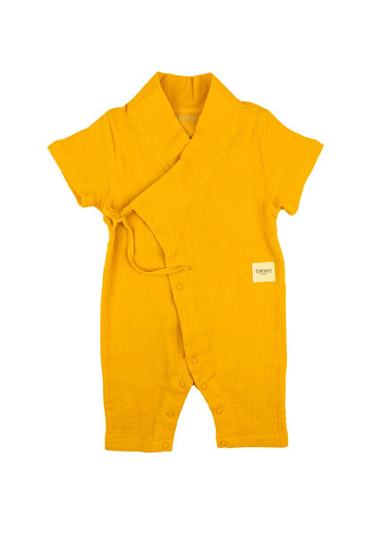 Hardal Müslin Uzun Unisex Bebek Kimono Tulum