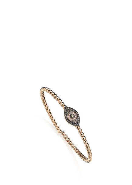 Evil Eye Beaded 14K Gold Diamond Women's Cuff Bracelet