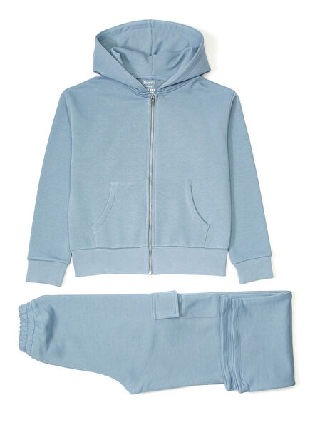 Açık Mavi Kargo Cepli Kız Çocuk Eşofman Takımı