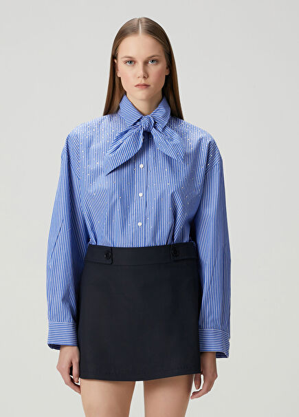 Blue Striped Embellished Shirt