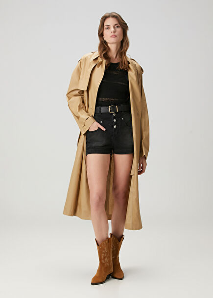 Freanne Beige Linen Trench Coat
