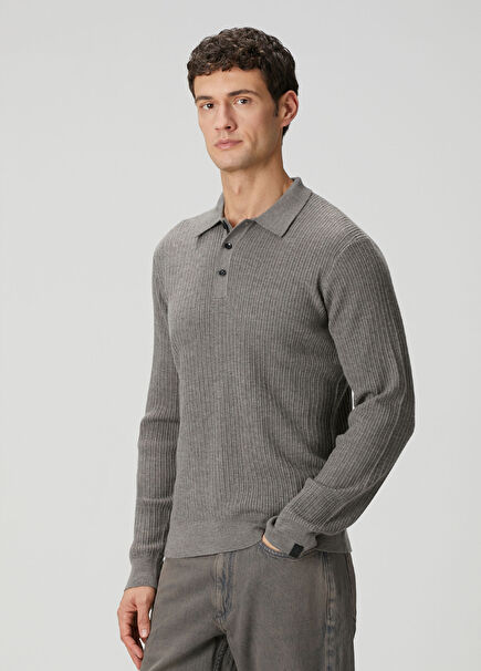 Kahverengi Polo Yaka Yün Triko