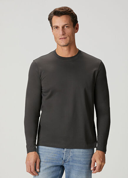 Gri Uzun Kollu T-shirt