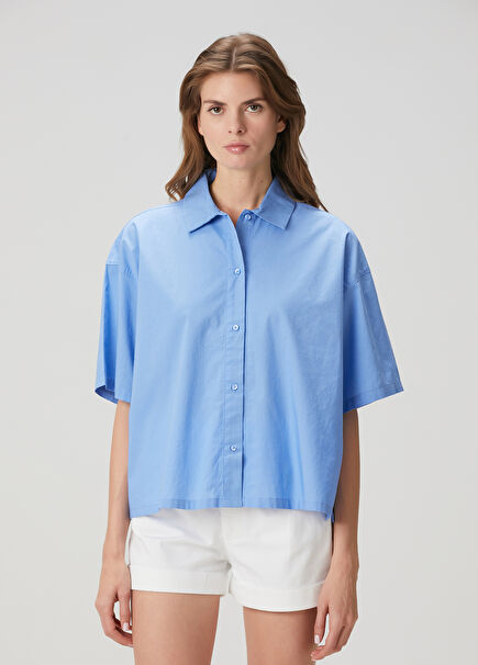 Blue Short Sleeve Pajama Top