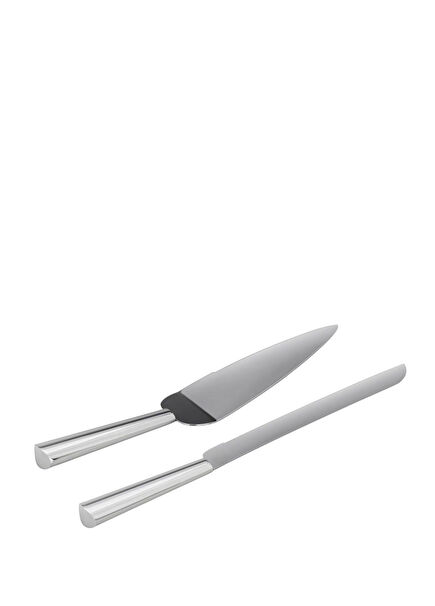 Silver 2-Piece Cake Service Set 32 cm