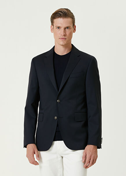 Navy Blue Wool Blazer